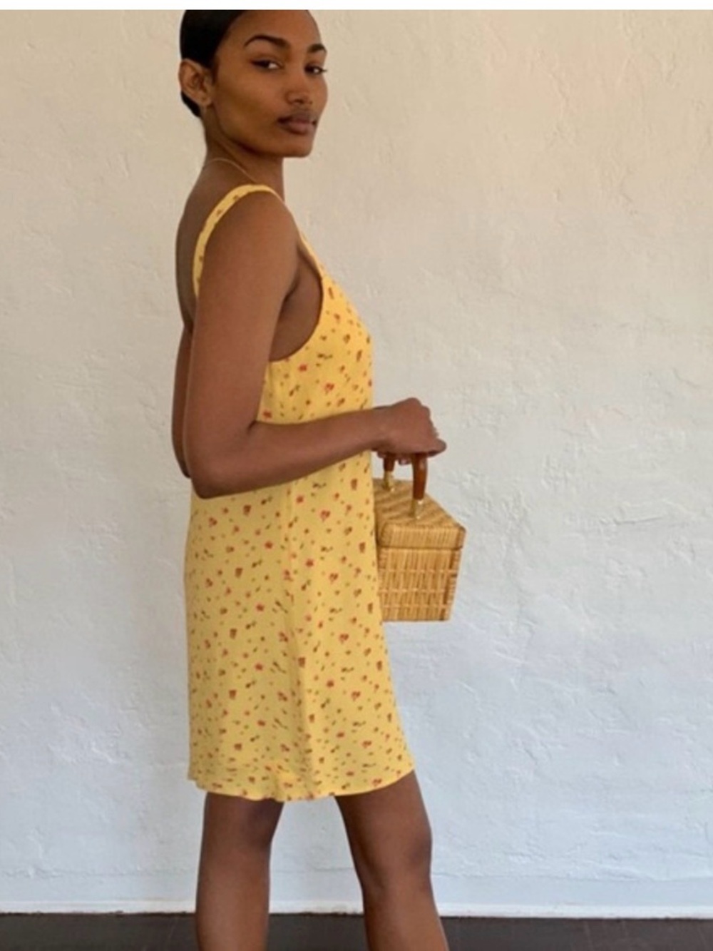 🌼☀️ Reformation Puglia Dress Gwen Yellow Floral Mini Slip Tank Dress Size 8